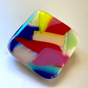 Vintage Multicolor Artisan Crafted Glass Brooch Pin